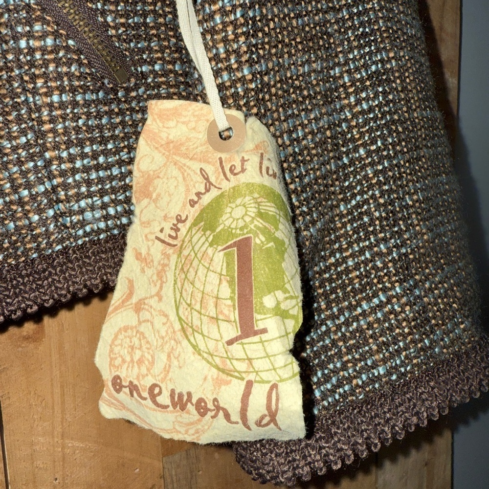 ONE WORLD Brown and Blue Tweed Jacket Pea Coat - Picture 2 of 7